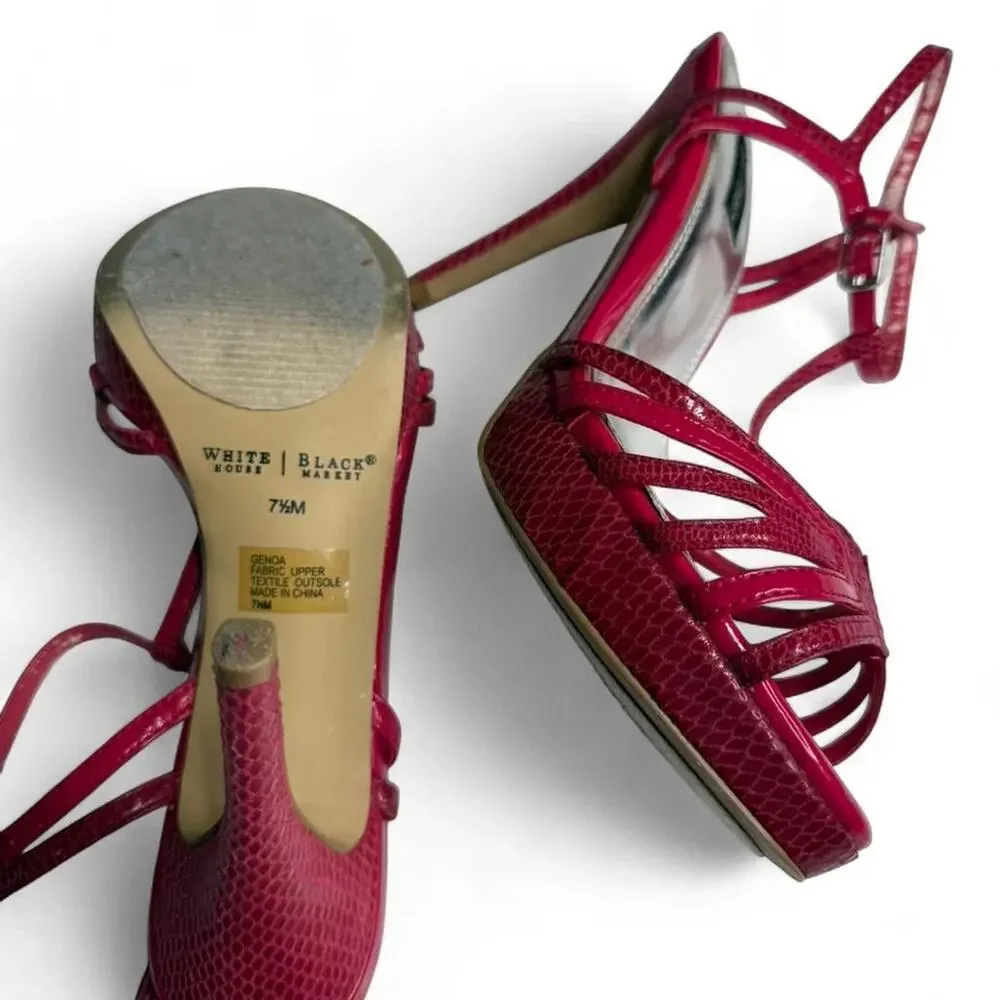 White House‎ Black Market “Genoa” Stiletto Heels – Hot Pink Snake Print